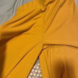 Dressed in LALA- Vibrant Yellow Ribbed Wide Leg Pants brand new